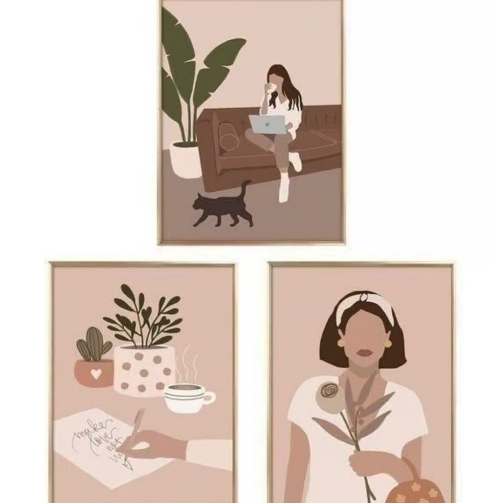 Modern Art Print Set with Gold Frames - Picture 3 of 3